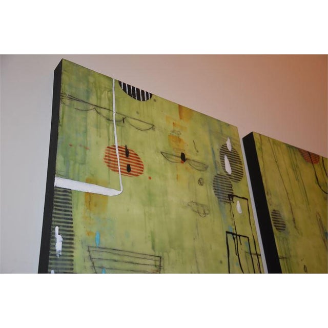 Paint Contemporary Abstract Encaustic Diptych on Panel by Rana Rochat, 2005 - a Pair For Sale - Image 7 of 7