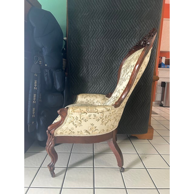 Beige 19th Century Rococo Revival Carved Bergère Armchair, in the Manner of John Henry Belter For Sale - Image 8 of 10