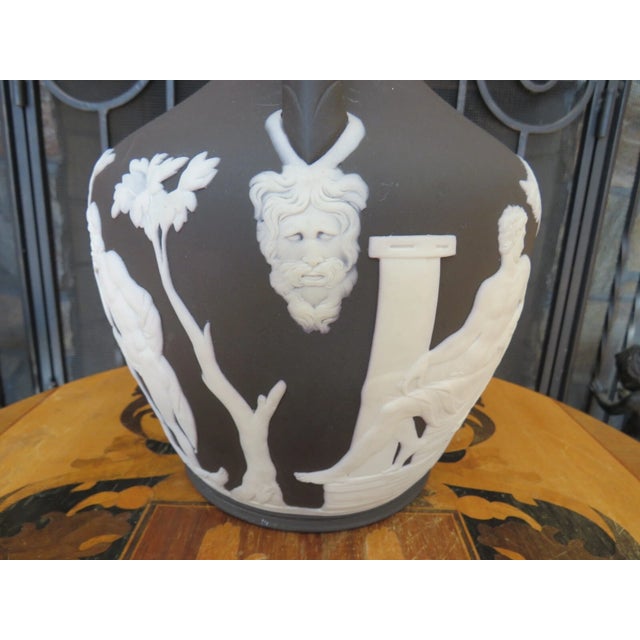 Ceramic Antique Wedgwood Black Jasperware 10" Portland Vase Peleus & Thetis Phrygian Cap For Sale - Image 7 of 18
