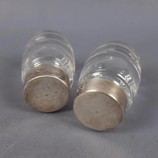 Vintage Crystal and Silver-Plated Metal Oil and Vinegar with Salt and Pepper Set, 1970s, Set of 5 For Sale - Image 9 of 15