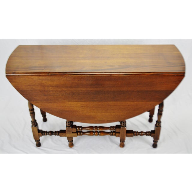 Antique William and Mary Style Drop Leaf Gateleg Table With Drawer