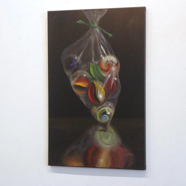 Bag of Marbles - Hyper-Realistic Contemporary Oil Painting on Canvas by Stuart Dunkle For Sale In Los Angeles - Image 6 of 9