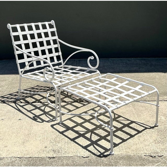 Brown Jordan Vintage Brown Jordan Cast Aluminum “Florentine” Lounge Chair and Ottoman For Sale - Image 4 of 12