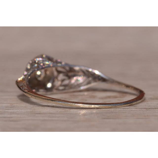 The Horton Neck: Antique Filigree Engagement Ring with Old Mine Cut Diamond For Sale In Philadelphia - Image 6 of 11