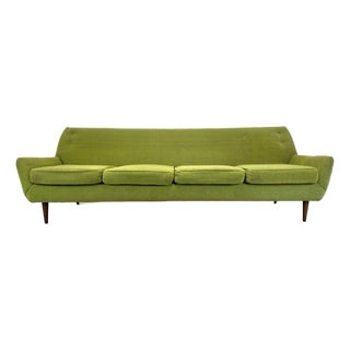 Mid Century Danish Modern Dux Folke Ohlsson Style 4-Seat Sofa in Chartreuse Green For Sale