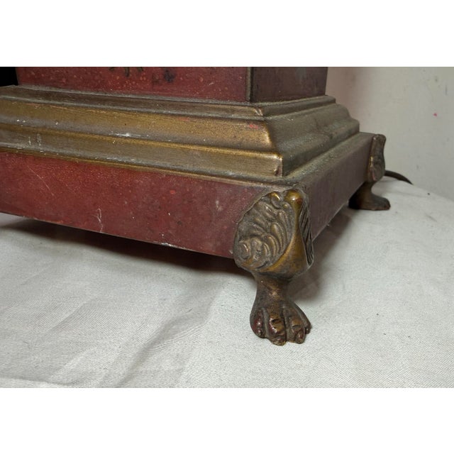 Antique Handmade Painted French Red Tole Toleware Swan Metal Table Lamp Light For Sale - Image 4 of 18