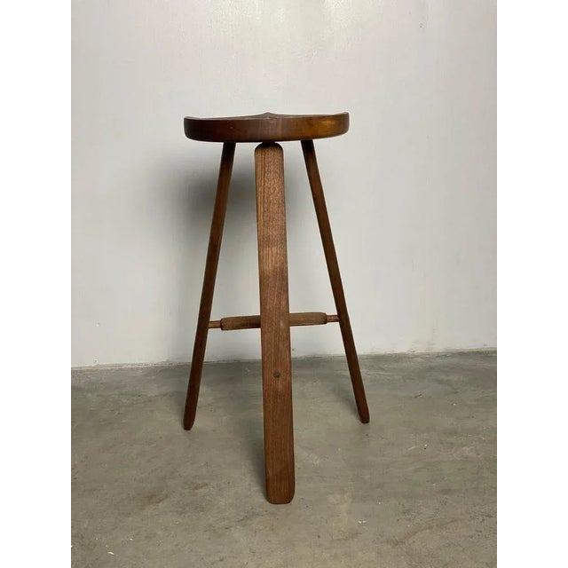 Brown Sculpted Figured Walnut Counter Stool by Michael Rozell For Sale - Image 8 of 10