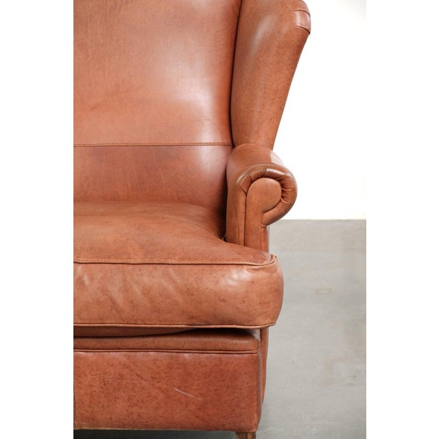 Wing Club Chair in Cowhide Leather For Sale - Image 10 of 12