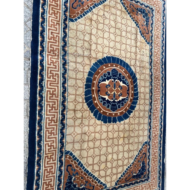 Mid-Century Distressed Chinese Rug, 1940s For Sale - Image 10 of 18