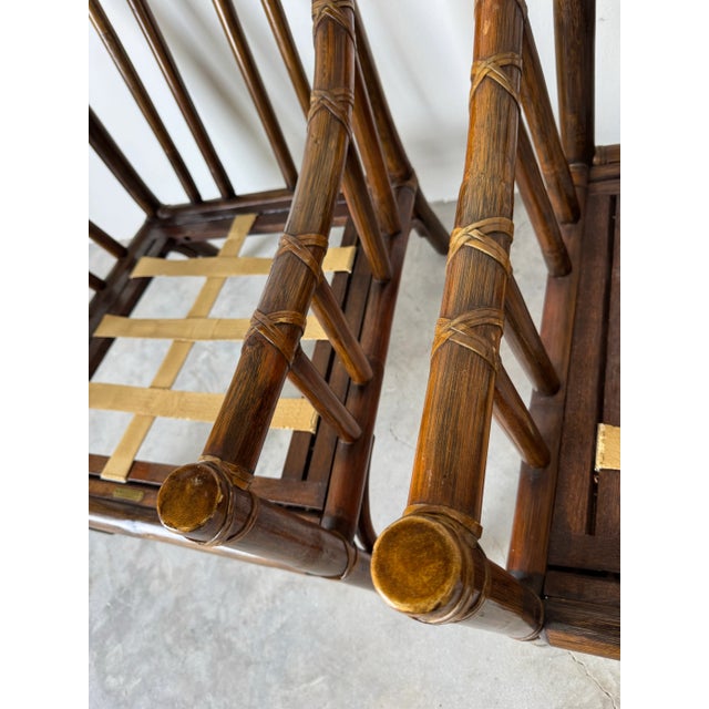 Elinor McGuire Organic Rattan and Leather Lounge Chairs - A Pair/Sold For Sale - Image 9 of 12