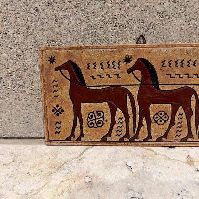 1970s Wall Art Terracotta Tile Greek Horse Chariot Angelos Tsakirakis For Sale In San Diego - Image 6 of 8