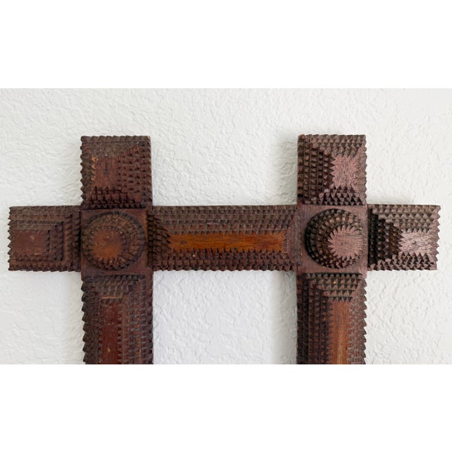 Antique Tramp Art Chip Carved Frame For Sale In Sacramento - Image 6 of 9