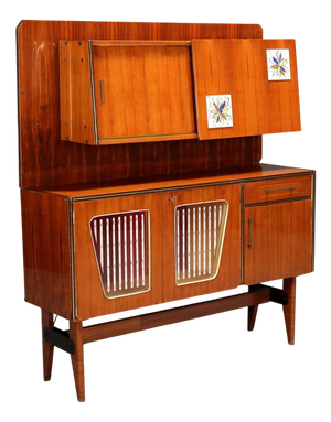 Vintage Cupboard in Mahogany Veneer and Exotic Wood