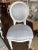 Vintage French dining chair. Fabulous condition. Original silk grey fabric with gold lead detailing. Only one left! Would...