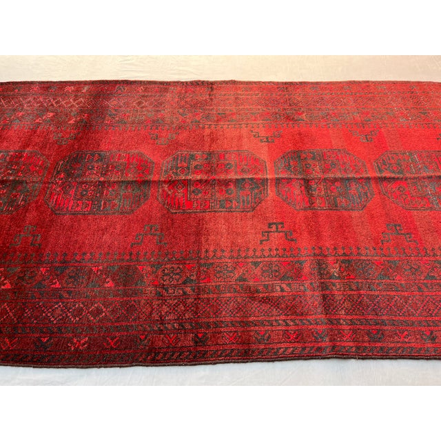 Vintage Afghan Ersari Elephant Foot Rug, Oxblood Abrash - 8'0" X 3'11" For Sale - Image 12 of 13