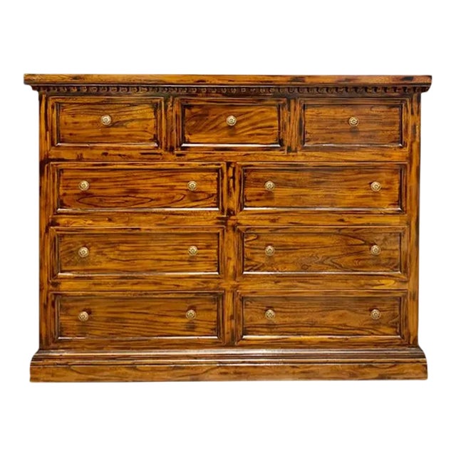 1980sAsian Distressed Colonial Dresser-Brown For Sale
