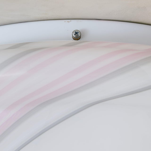 Metal Italian Murano Hand-Blown Swirl Glass Flush Mount, 1970s For Sale - Image 7 of 7