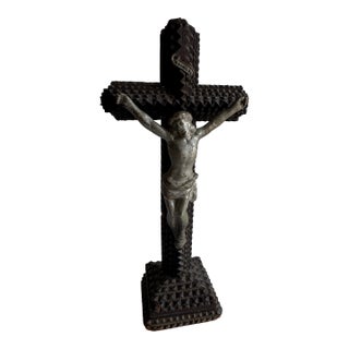 Antique Tramp Art Crucifix, Early 20th Century For Sale