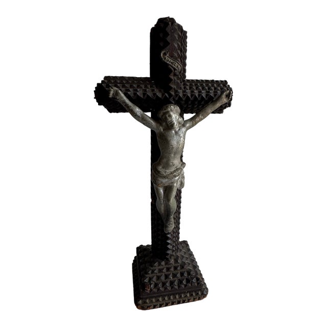 Antique Tramp Art Crucifix, Early 20th Century For Sale