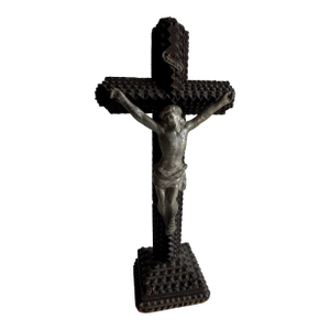 Antique Tramp Art Crucifix, Early 20th Century