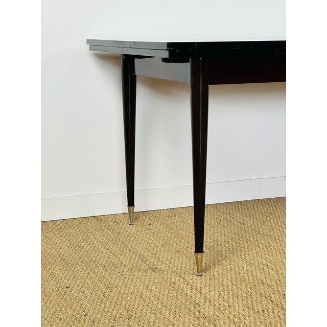 Art Deco Modern Extendable Dining Table in Macassar Ebony, France, 1950s For Sale - Image 9 of 14
