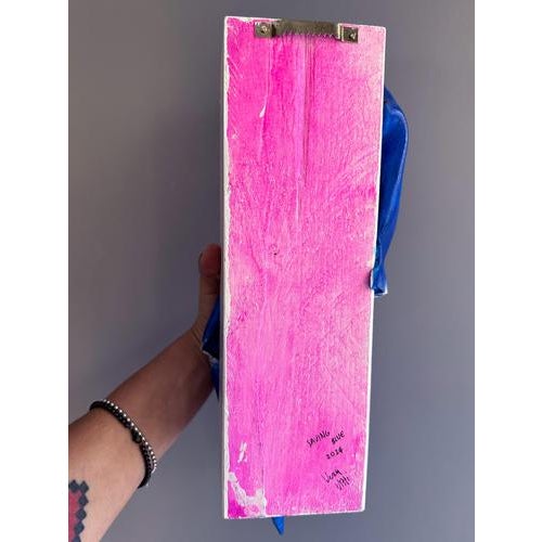 Blue Foam Clay Draped Relief Sculpture on Fir Wood, 2024 For Sale - Image 8 of 10