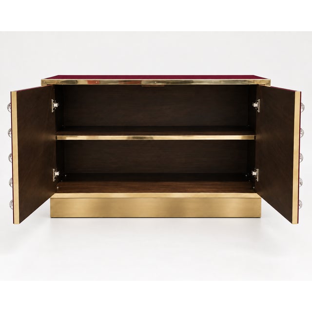 Burgundy Murano Glass Sphere Dry Bar with Low Brass Plinth from Justfurnituress SRL For Sale - Image 4 of 8