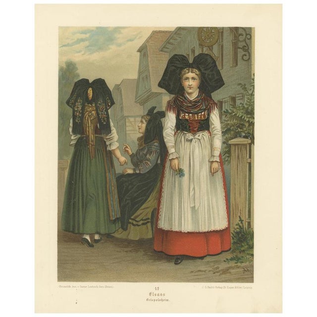After Albert Kretschmer, Alsace Griesheim Folk Costume, 1875, Chromolithography on Paper For Sale - Image 10 of 10
