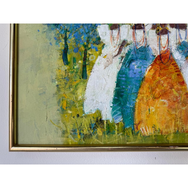1980's Vintage African Women’s Traditional Still Life Oil Painting on Canvas – Framed For Sale - Image 9 of 14