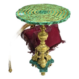 Green Rococo Side Table With Gold Leaf Details For Sale