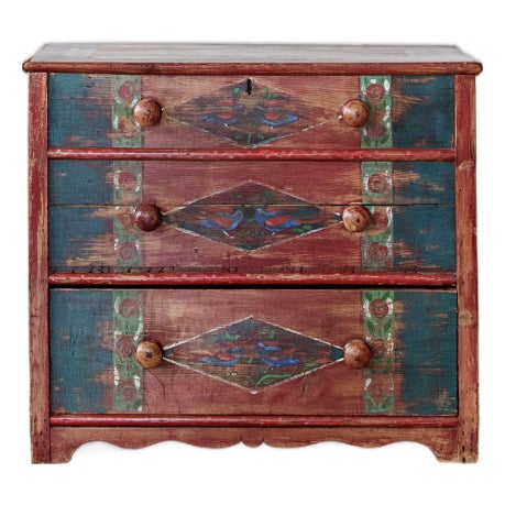 Antique Folk Painted Chest of Drawers | Ca. 1880s For Sale