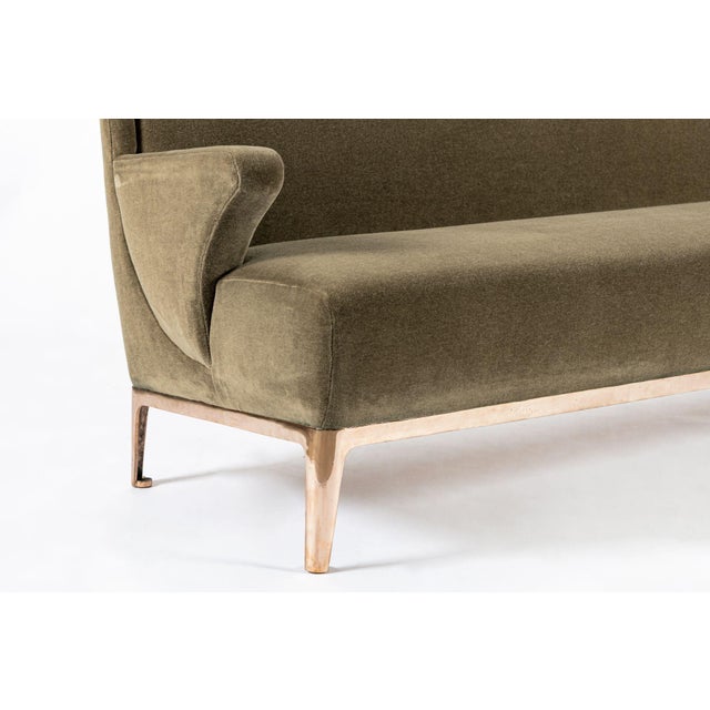 Tan Restored 1940s Art Deco Sofa Mink Mohair, Matching Chair Available For Sale - Image 8 of 14