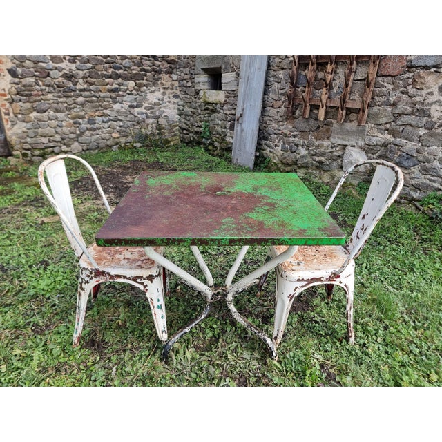 Vintage French Garden Set in Iron Table with Chairs, 1950s, Set of 3 For Sale - Image 11 of 11