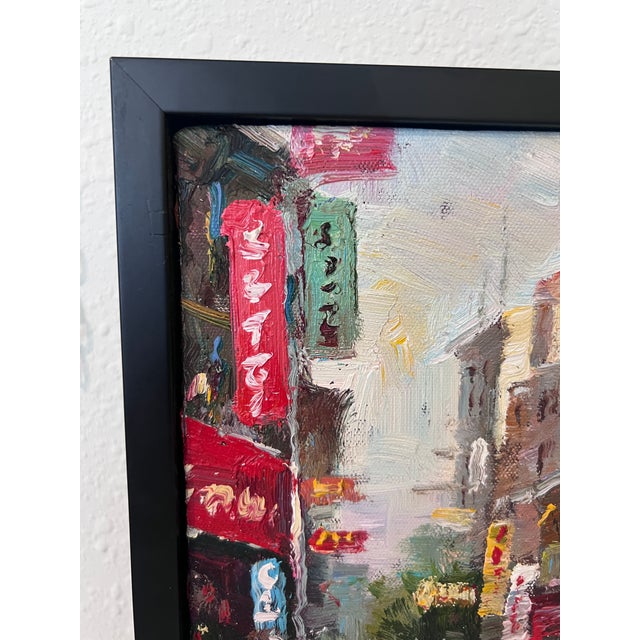 Impressionist Signed Small European Street Scene Oil Painting Impasto City Artwork, Framed For Sale - Image 3 of 11