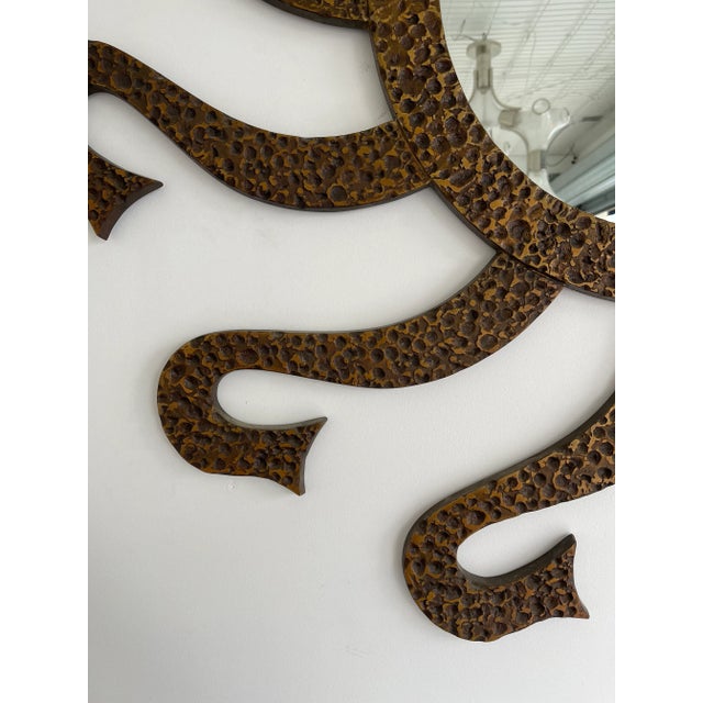 1970s Hammered Brass Mirror Octopus by Luciano Frigerio, Italy For Sale - Image 10 of 11
