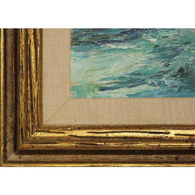 Chester Dixon Snowden 1 Blue Toned Impressionist Seascape with Fishermen Landscape Painting 20th Century For Sale In Houston - Image 6 of 11