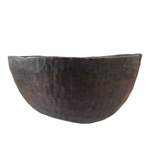 African Hausa Wooden Bowl From Niger W/ Lg Glass Beads 13.5"h For Sale - Image 4 of 7
