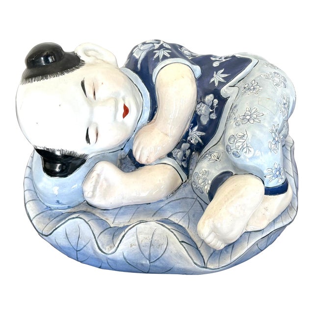 Chinese Sleeping Man Ceramic Figurine For Sale