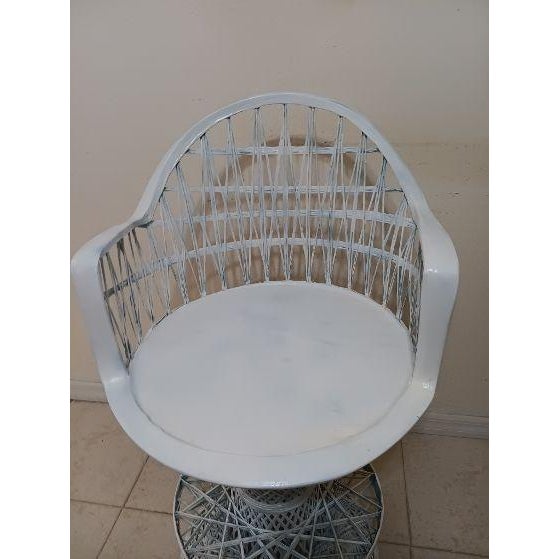 Mid-Century Modern Mid Century Modern Spun Fiberglass Swivel Stools White Set of 2 For Sale - Image 3 of 8