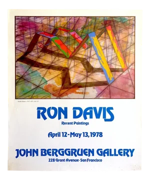 Ron Davis Vintage 1978 Geometric Lithograph Print Abstract Exhibition Poster " Parallel Waves "