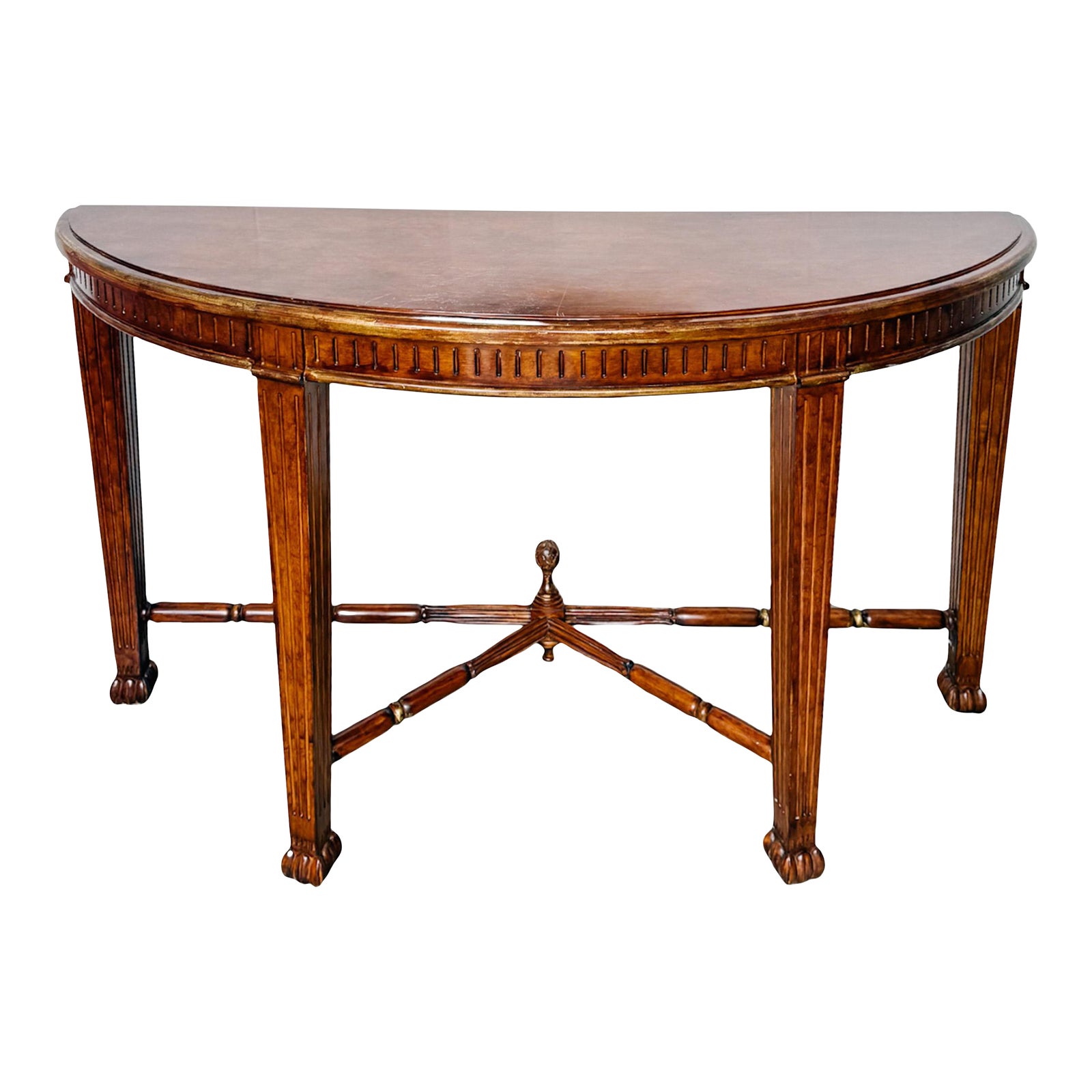 Vintage Neoclassical Fluted Demilune Console Table With Pineapple ...