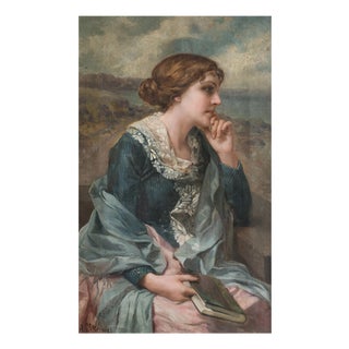 Antonio García Mencía, Portrait of a Young Woman Reading, 1800s, Oil Painting on Canvas For Sale