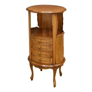 Mid-Century Italian Art Nouveau Style Tall Oval Nightstand Side Table or Ladies Jewelry Stand Attributed to Ebanisteria Di Bassano Italy For Sale