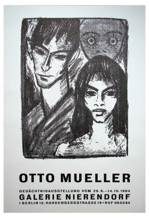 Otto Mueller, Gypsy couple, 1964, Lithographic Exhibition Placard