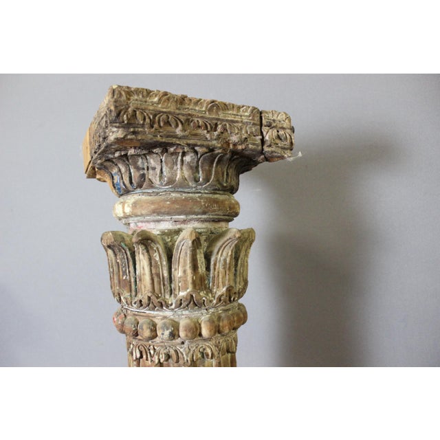 19th Century Carved Wooden Columns, Set of 2 For Sale - Image 6 of 15