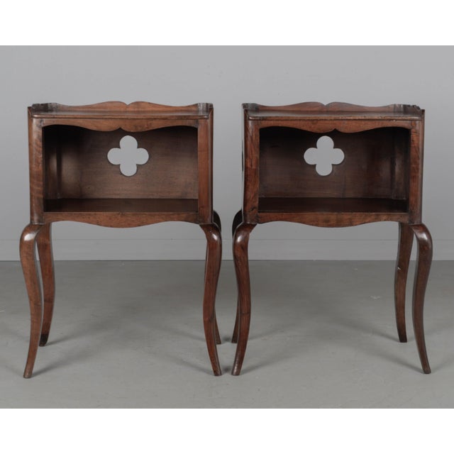French Country Pair of French Country Louis XV Style Walnut Nightstands For Sale - Image 3 of 7