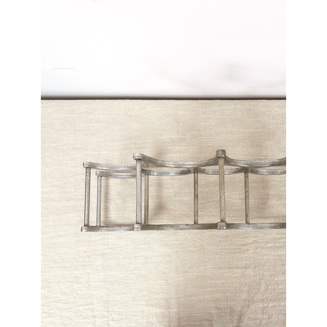 Metal Vintage Brutalist Aluminum Wine Rack 9-Bottle MCM Barware Mid Century Wine Rack For Sale - Image 7 of 8