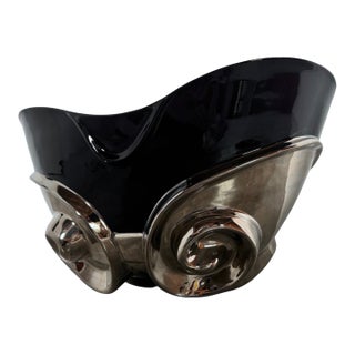 Dolbi Cashier 1980 "New Regency" Chrome & Ceramic Centerpiece For Sale