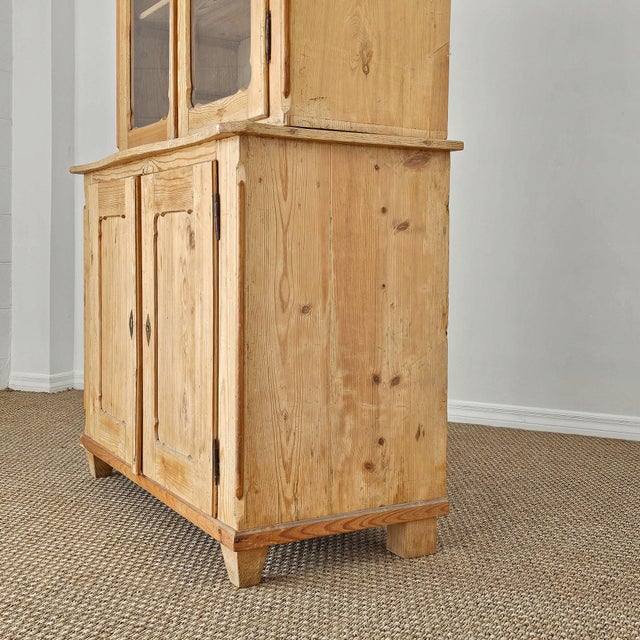 Antique Pine Glass Door Hutch Cabinet | Circa 1890 For Sale - Image 10 of 14