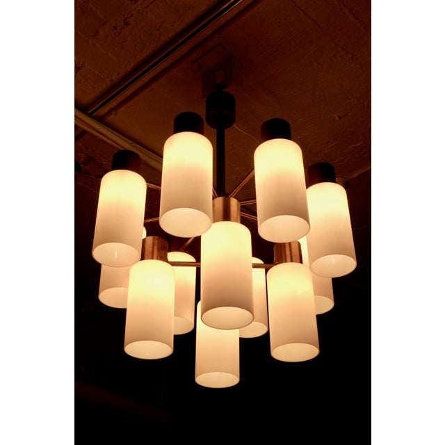 Brass Chandelier with Opaline Shades by Hans-Agne Jakobsson, 1960s For Sale - Image 3 of 11